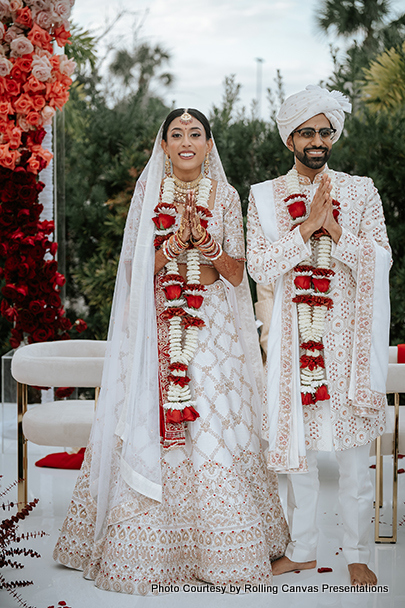 Indian Bride and Groom Under Wedding mandap
