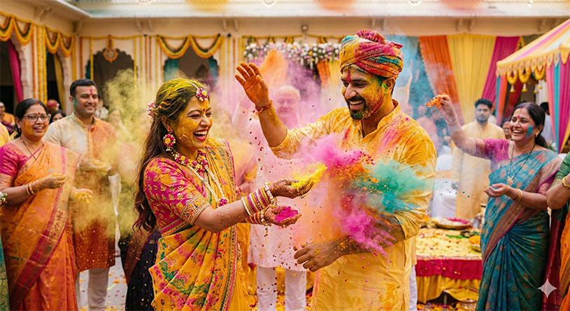 Bride and Groom Pithi Ceremony Celebration