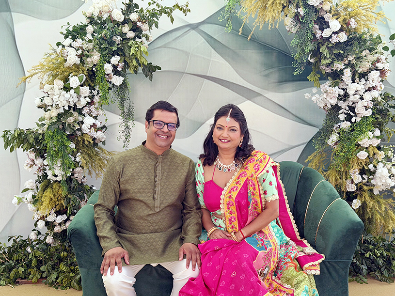 Radhika and Krishnan Elegant Anniversary Portrait