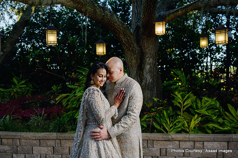 Tender moment for Indian bride and groom Tender moment for Indian bride and groom