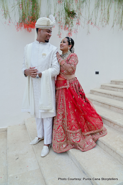 Indian bride and groom first look